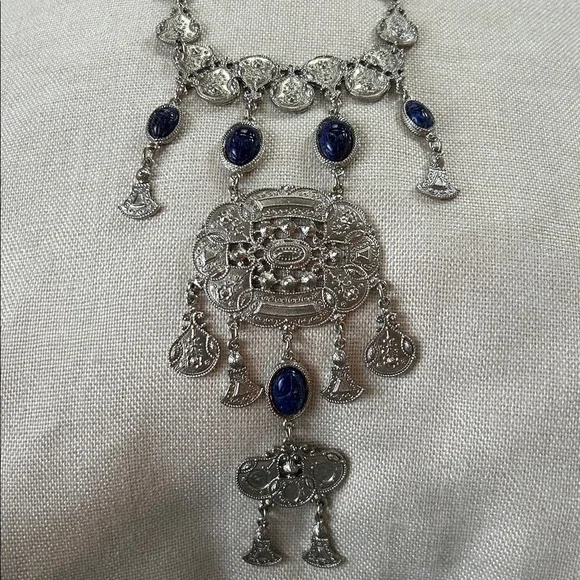 Vintage Accessocraft NYC statement necklace silvertone - Picture 3 of 6